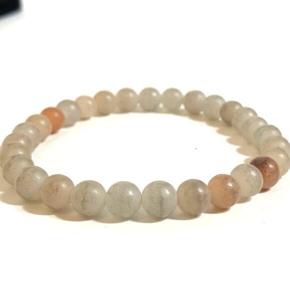 Pink Aventurine Stretch Bracelet Stacking Semi-Precious White Peach Elastic - Picture 3 of 7